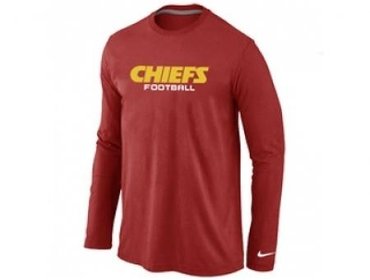 NEW Kansas City Chiefs Authentic font Long Sleeve T-Shirt Red