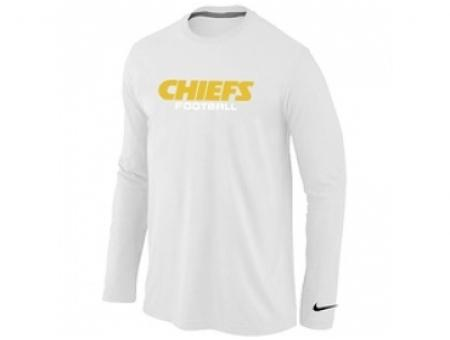 NEW Kansas City Chiefs Authentic font Long Sleeve T-Shirt White