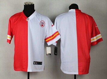 NEW Kansas City Chiefs Customized Steel Red-White Men's Stitched Elite Split Jersey
