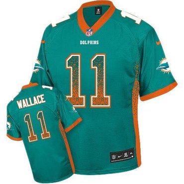 NEW Miami Dolphins #11 Mike Wallace Aqua Green Team Color Stitched NFL Elite Drift Fashion Jersey