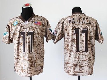 NEW Miami Dolphins #11 Mike Wallace Camo NFL Elite USMC Jersey(USA)
