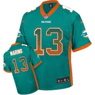 NEW Miami Dolphins #13 Dan Marino Aqua Green Team Color Stitched NFL Elite Drift Fashion Jersey