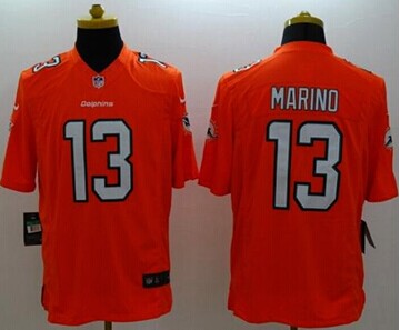 NEW Miami Dolphins #13 Dan Marino Orange Alternate NFL Limited Jersey