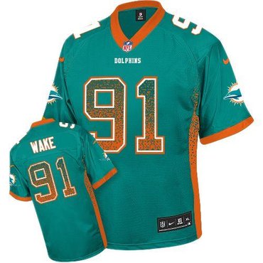 NEW Miami Dolphins #91 Cameron Wake Aqua Green Team Color Stitched NFL Elite Drift Fashion Jersey