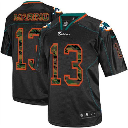 NEW Miami Dolphins 13 Dan Marino Lights Out Black Elite Jerseys(Camo Number)