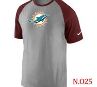 NEW Miami Dolphins Ash Tri Big Play Raglan NFL T-Shirt Grey Red