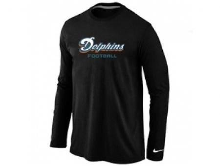NEW Miami Dolphins Authentic font Long Sleeve T-Shirt Black