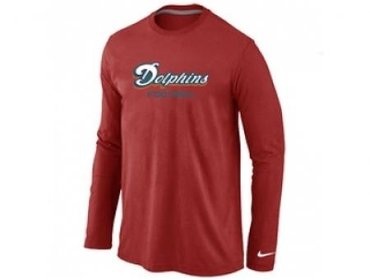 NEW Miami Dolphins Authentic font Long Sleeve T-Shirt Red