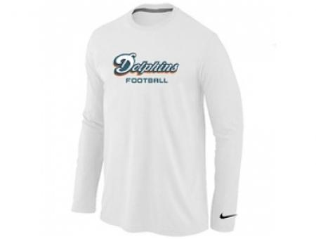 NEW Miami Dolphins Authentic font Long Sleeve T-Shirt White