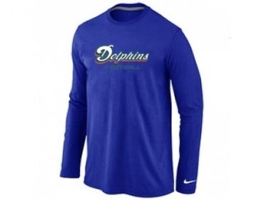NEW Miami Dolphins Authentic font Long Sleeve T-Shirt blue