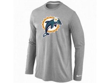 NEW Miami Dolphins Logo Long Sleeve T-Shirt Grey