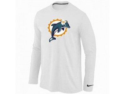 NEW Miami Dolphins Logo Long Sleeve T-Shirt WHITE
