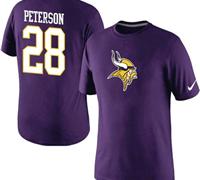 NEW Minnesota Vikings #28 Adrian Peterson Name & Number T-Shirt Purple
