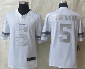 NEW Minnesota Vikings #5 Teddy Bridgewater White NFL Limited Platinum Jersey