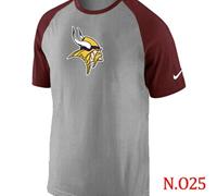 NEW Minnesota Vikings Ash Tri Big Play Raglan NFL T-Shirt Grey Red
