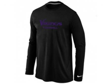 NEW Minnesota Vikings Authentic font Long Sleeve T-Shirt Black