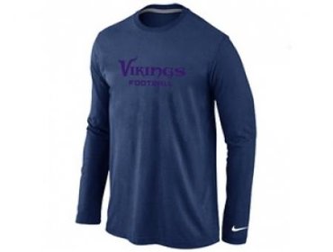 NEW Minnesota Vikings Authentic font Long Sleeve T-Shirt D.Blue