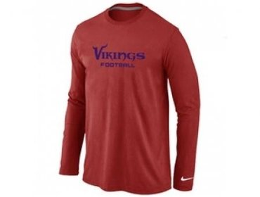 NEW Minnesota Vikings Authentic font Long Sleeve T-Shirt Red