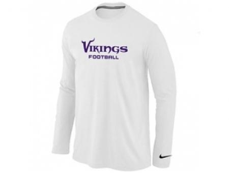 NEW Minnesota Vikings Authentic font Long Sleeve T-Shirt White