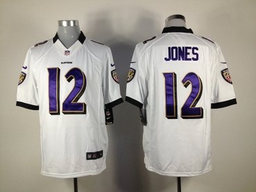 NEW NFL Baltimore Ravens 12 Jacoby Jones White Jerseys(Limited)