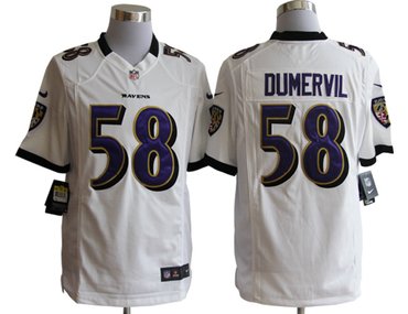NEW NFL Baltimore Ravens 58 Elvis Dumervil White Jerseys(Limited)