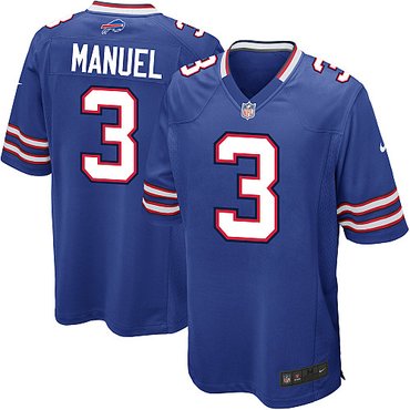 NEW NFL Buffalo Bills 3 EJ Manuel Blue Jerseys (Game)