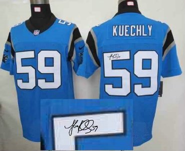 NEW NFL Carolina Panthers #59 Luke Kuechly Blue Jerseys(Signed Elite)