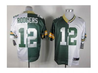 NEW NFL Green Bay Packers #12 Aaron Rodgers white-green jerseys(Elite split)