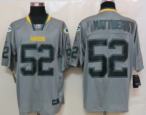 NEW NFL Green Bay Packers #52 Clay Matthews Lights Out Grey Jerseys(Elite)