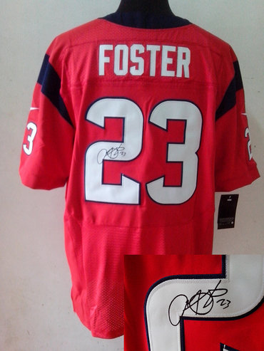 NEW NFL Houston Texans 23 Arian Foster Red Signed Jerseys-Elite