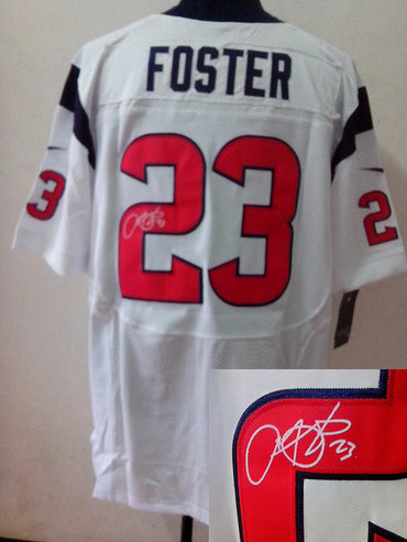 NEW NFL Houston Texans 23 Arian Foster White Signed Jerseys-Elite