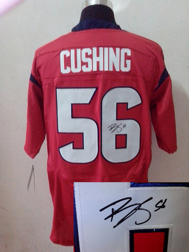 NEW NFL Houston Texans 56 Brian Cushing Red Signed Jerseys-Elite