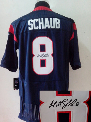 NEW NFL Houston Texans 8 Matt Schaub Blue Signed Jerseys-Elite