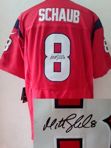 NEW NFL Houston Texans 8 Matt Schaub Red Signed Jerseys-Elite