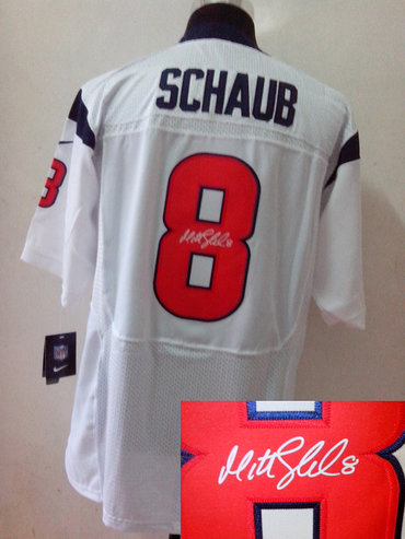NEW NFL Houston Texans 8 Matt Schaub White Signed Jerseys-Elite