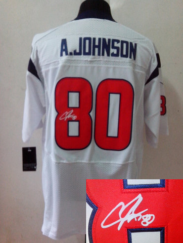 NEW NFL Houston Texans 80 Andre Johnson White Signed Jerseys-Elite
