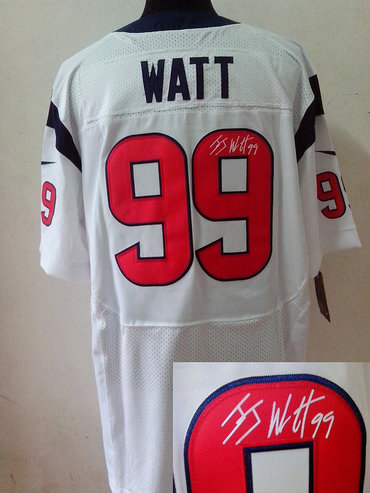 NEW NFL Houston Texans 99 J.J. Watt White Signed Jerseys-Elite