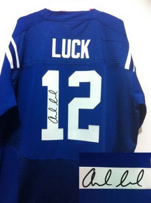 NEW NFL Indianapolis Colts 12 Andrew Luck Blue Signed Jerseys-Elite