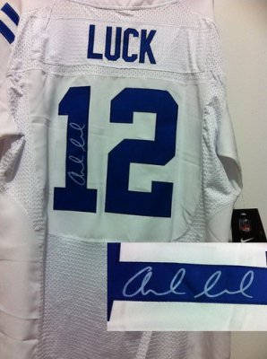 NEW NFL Indianapolis Colts 12 Andrew Luck White Signed Jerseys-Elite