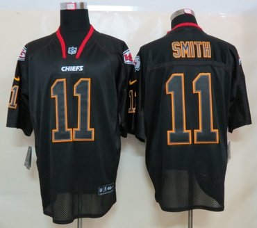 NEW NFL Kansas City Chiefs 11 Alex Smith Lights Out Black Jerseys(Elite)