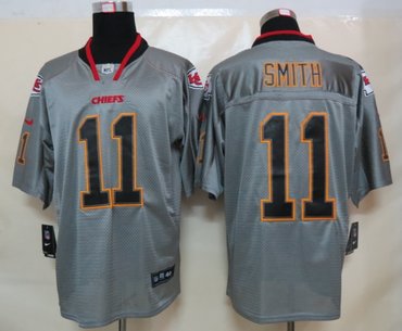 NEW NFL Kansas City Chiefs 11 Alex Smith Lights Out Grey Jerseys(Elite)