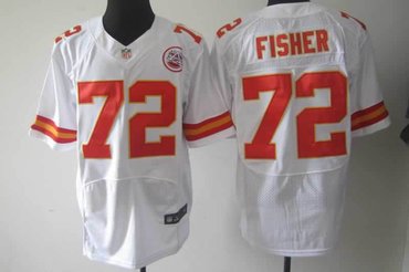 NEW NFL Kansas City Chiefs 72 Eric Fisher White Jerseys (Elite)