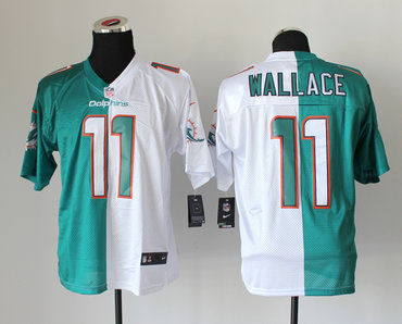 NEW NFL Miami Dolphins 11 Mike Wallace Green-white jerseys(Elite split)
