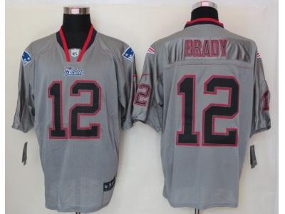 NEW NFL New England Patriots 12 Tom Brady Lights Out Grey Jerseys(Elite)