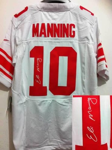 NEW NFL New York Giants 10 Eli Manning White Jerseys(Signed Elite)