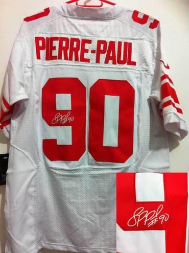 NEW NFL New York Giants 90 Jason Pierre-Paul White Jerseys(Signed Elite)
