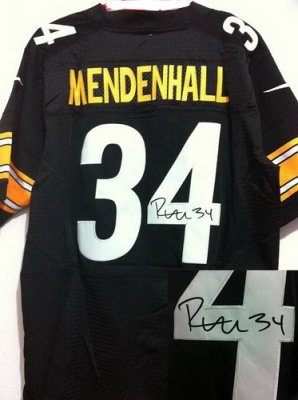 NEW NFL Pittsburgh Steelers 34 Rashard Mendenhall Black Signed Jerseys-Elite