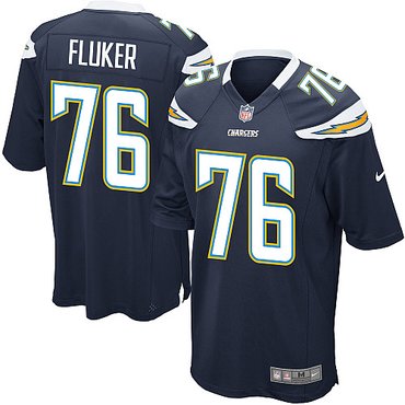 NEW NFL San Diego Chargers 76 D.J. Fluker Blue Jerseys (Game)