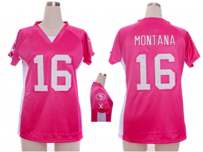 NEW NFL San Francisco 49ers #16 Joe Montana pink jerseys(draft him ii top)