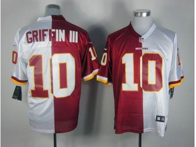 NEW NFL Washington Redskins #10 Robert Griffin III white-red jerseys(Elite split)